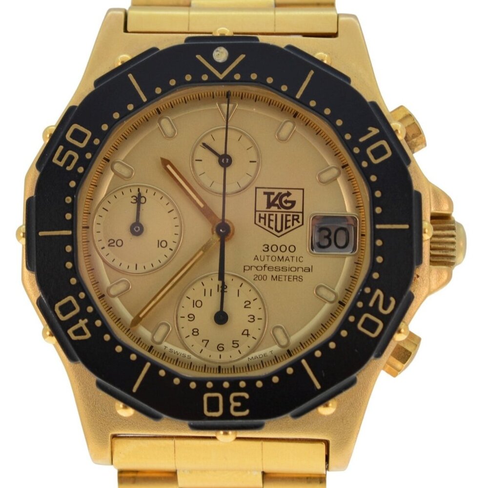 RARE 38mm Tag Heuer Gold Tone 3000 Series Chronograph Automatic Watch 137.406!